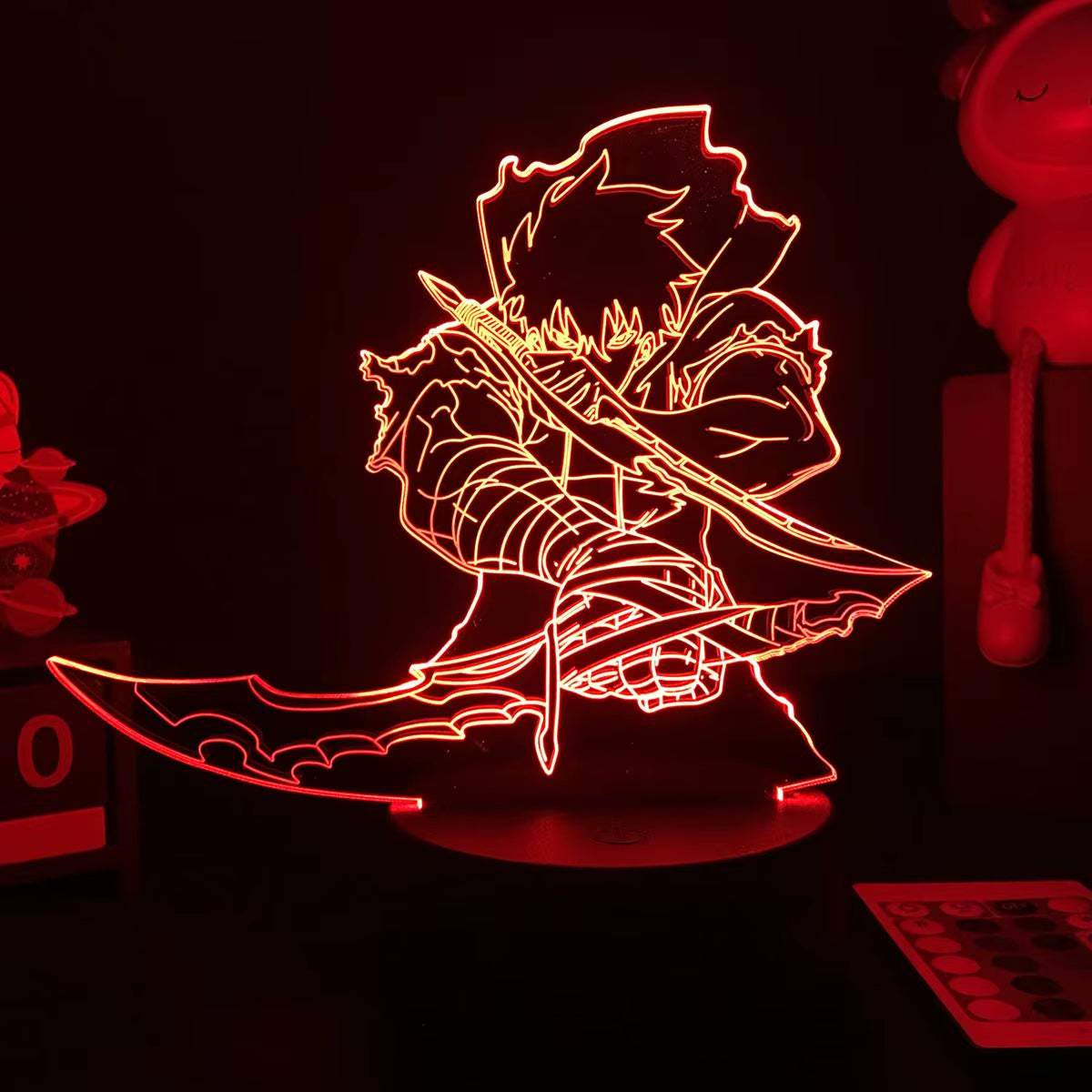 Anime Led Light Solo Leveling Acrylic Glowing Stand Sung Jin Woo Action Figure for Kids Boys Bedroom Decor Manga Gifts