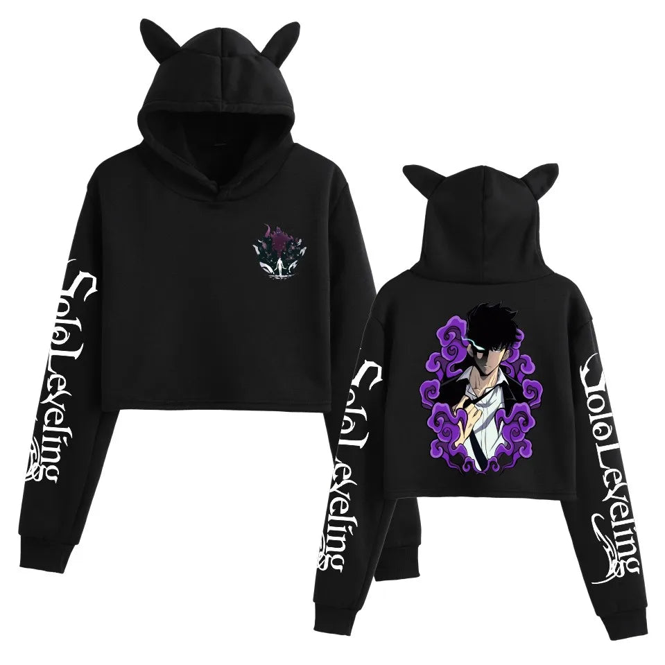 Solo Leveling Cat Ear Crop Hoodies