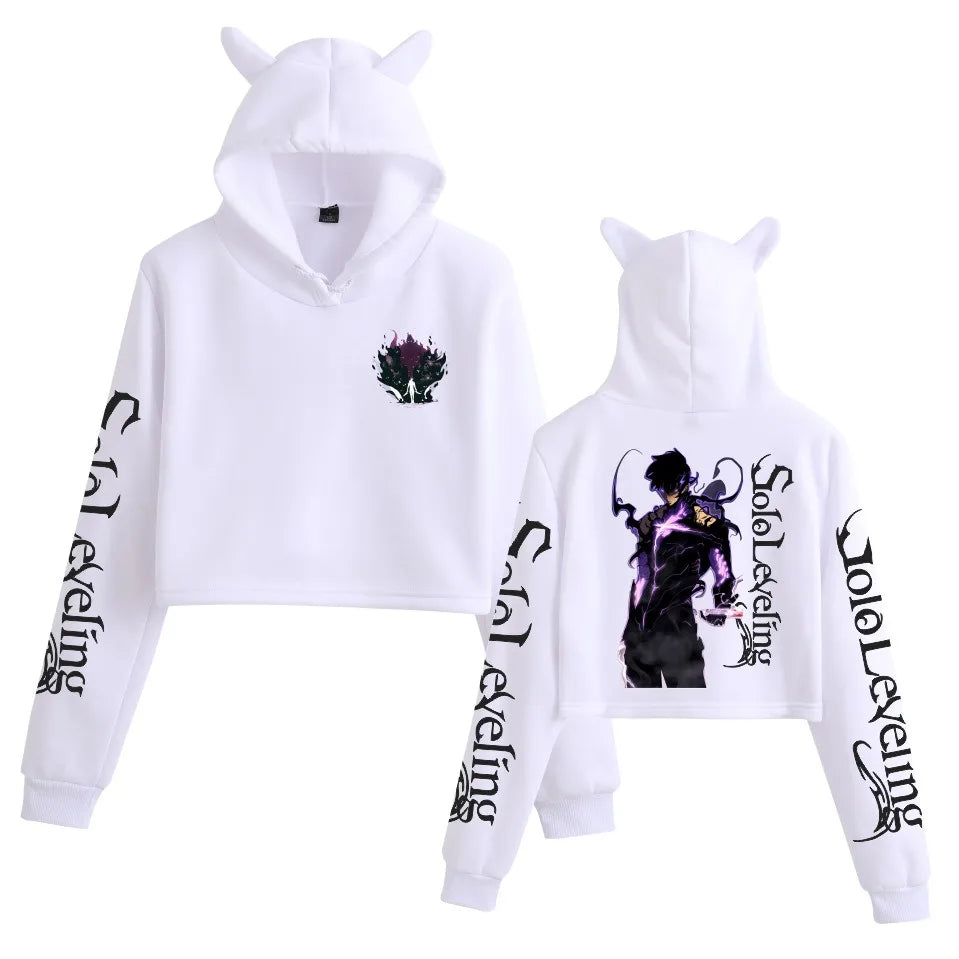 Solo Leveling Cat Ear Crop Hoodies