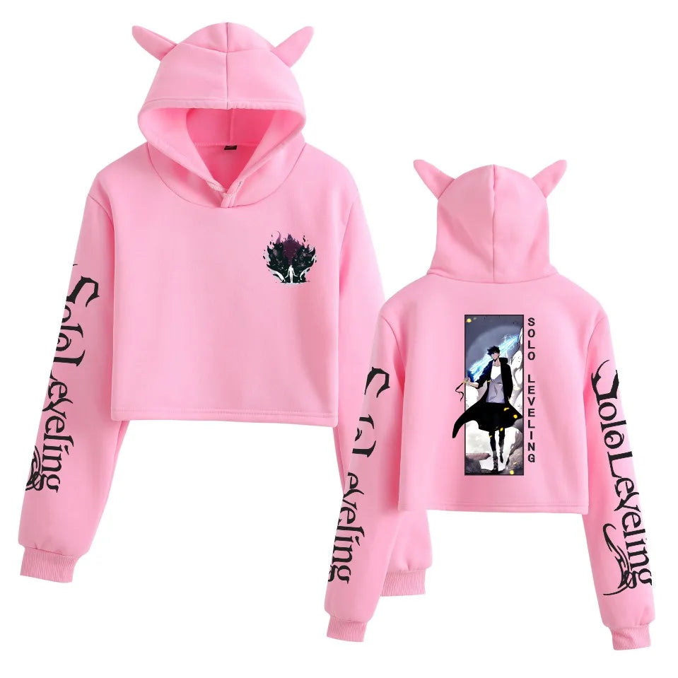 Solo Leveling Cat Ear Crop Hoodies