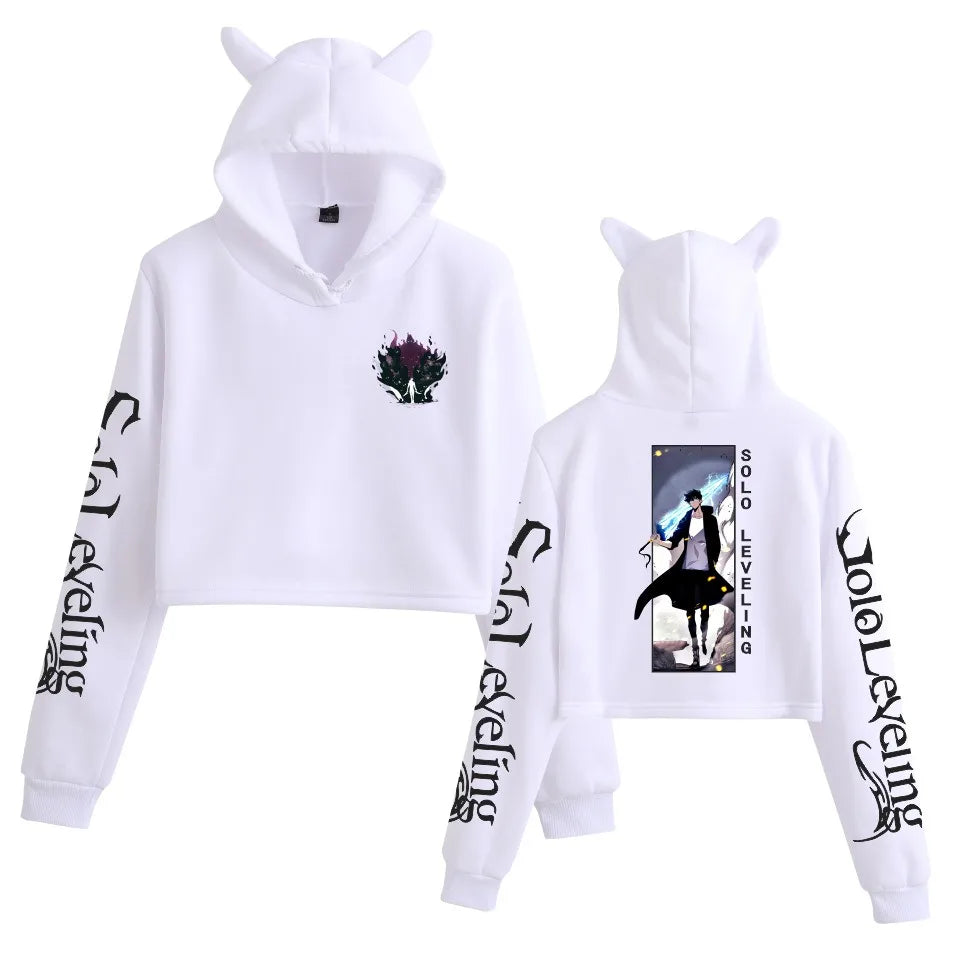 Solo Leveling Cat Ear Crop Hoodies