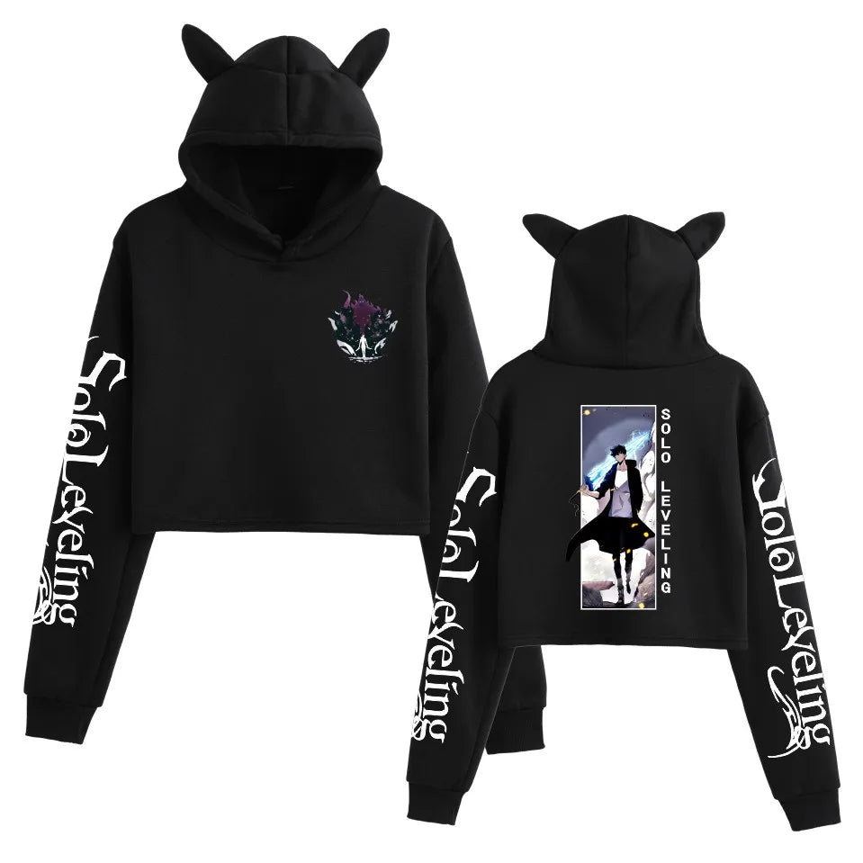 Solo Leveling Cat Ear Crop Hoodies