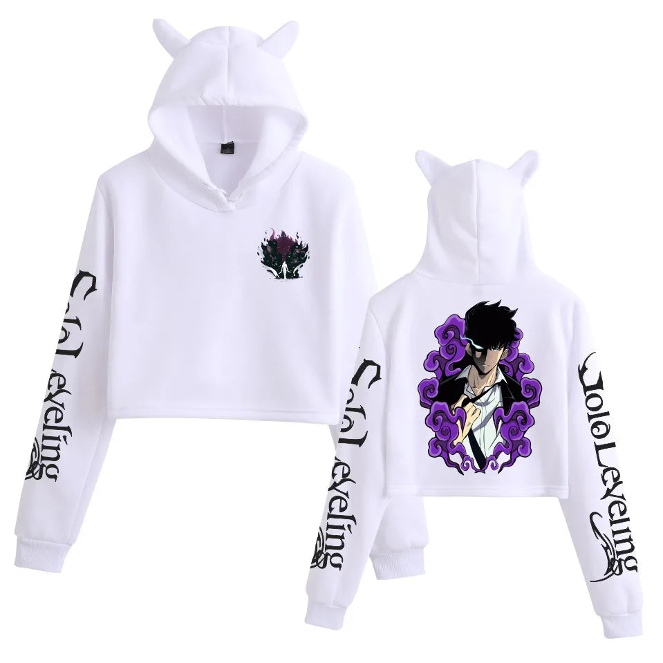 Solo Leveling Cat Ear Crop Hoodies